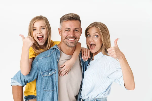 Photo of excited caucasian family woman and man with little girl — Stock Photo, Image