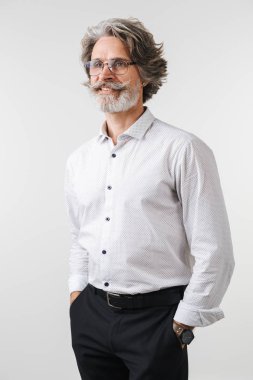 Yakışıklı, olgun bir iş adamının portresi.