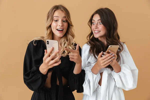 スマートフォンを持つ2人の女性の肖像 — ストック写真