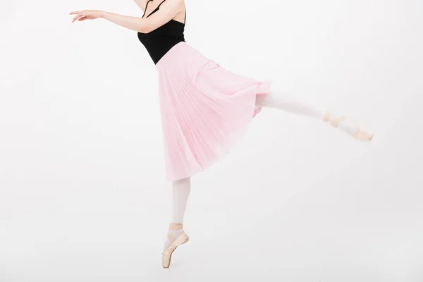 Bild Kaukasiska Unga Kvinna Ballerina Öva Och Dansa Graciöst Isolerad — Stockfoto