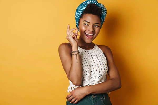 Image Funny African American Woman Snapping Her Fingers Laughing Isolated — Stock Photo, Image