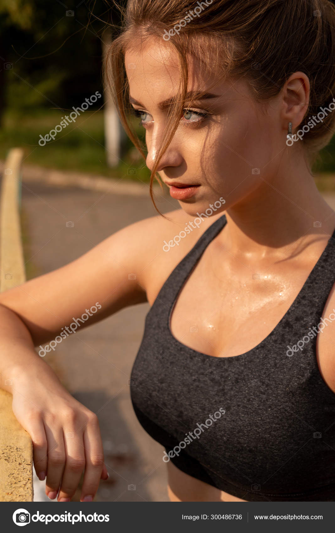 Wet sexy athletic girl after training Stock Photo by ©Milogrodskiy 300486736