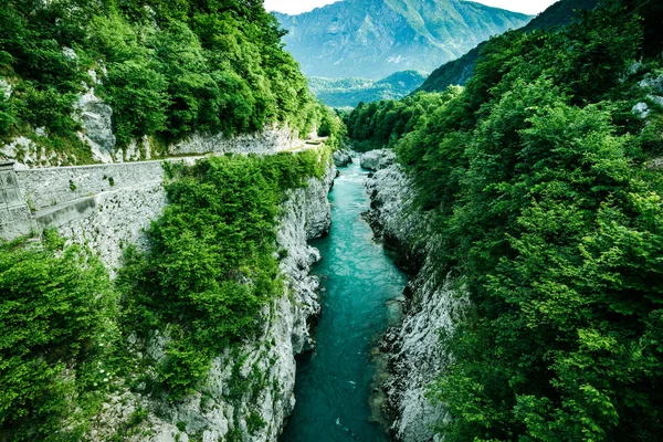 Hermosa Agua Río Soca Eslovenia — Foto de Stock