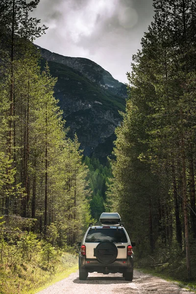 Road Car Dirt Road Forest Road Trip Concept — Stock Photo, Image