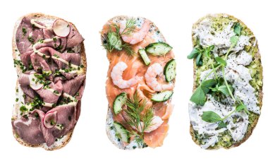 Temiz yemek, izole üzerinde beyaz sağlıklı sandviç