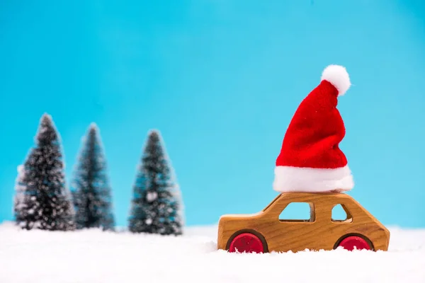 Santa Claus Driving Trhough Winter Forest — Stock Photo, Image