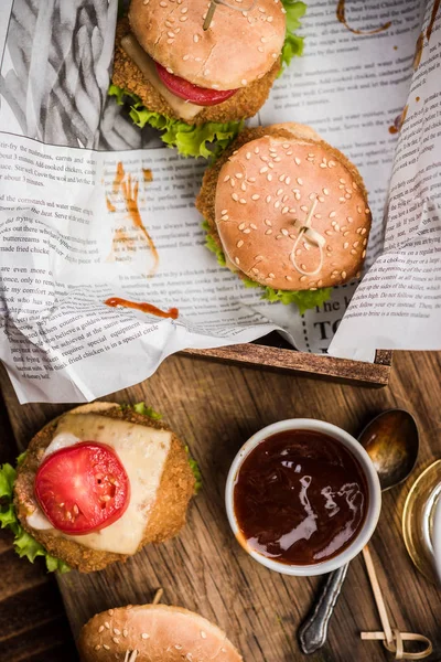 Výčep Rychlé Občerstvení Mini Burgery — Stock fotografie