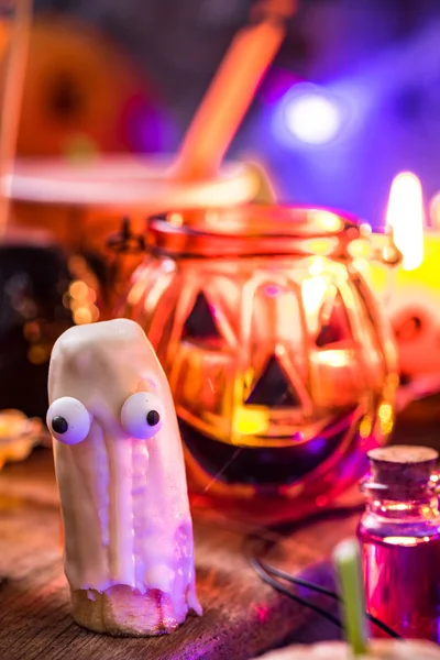 Banan Śmieszne Ghost Helloween Dzieci Partii Żywności — Zdjęcie stockowe