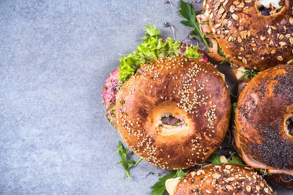 Hemmagjord Friska Bagels Ovanifrån — Stockfoto