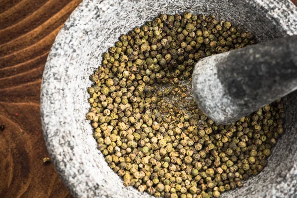 Groene Peper Zaad Graniet Mortel Stamper — Stockfoto