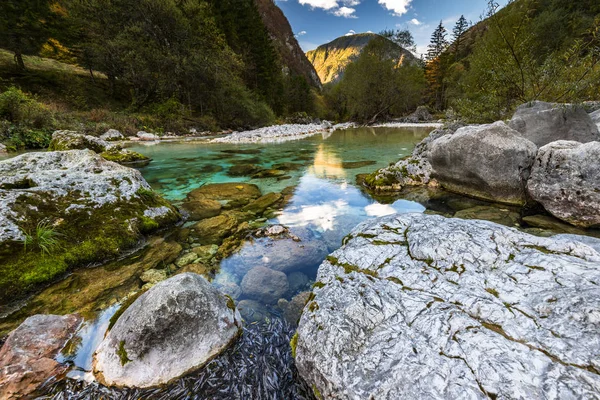 Fiume Soca Bello Incontaminato Slovenia — Foto Stock