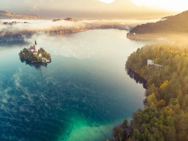 Lago Bled Igreja Ilha Slovenia — Fotografia de Stock