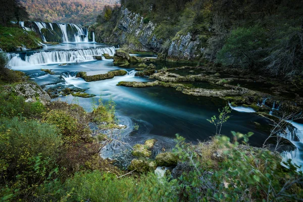 Strbacki Buk Cascada Río Una Bosnia Larga Exposición — Foto de Stock