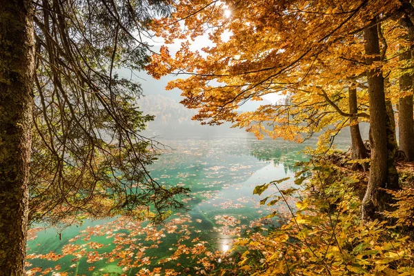 イタリア アルプスの Fusine 湖の秋の風景 — ストック写真