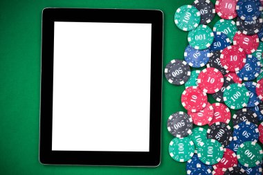 Poker masada satırı casino şablonu ekranda boş tablet.