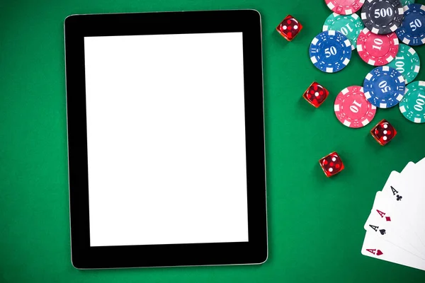 Empty Tablet Screen Poker Table Line Casino Template — Stock Photo, Image