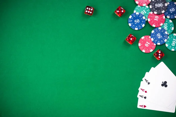 Азартні Ігри Покерні Ігри Фон Зеленої Тканини — стокове фото