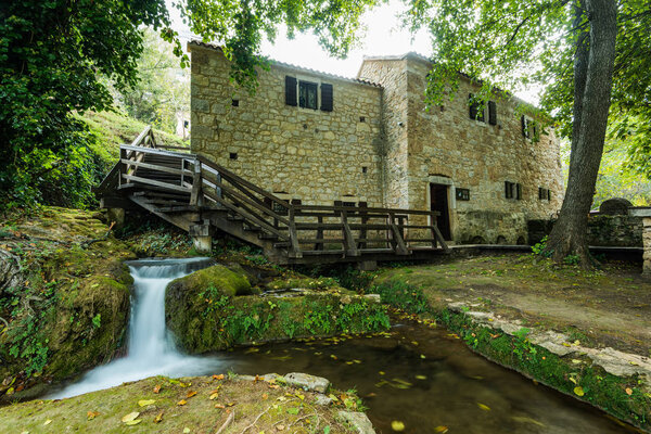 Krka, Croatia -October, 2018: Old watermill in Krka National Park, Croatia.
