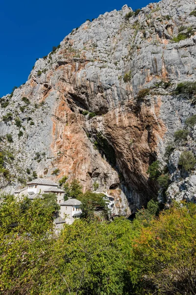 Blagaj Tekke Dervish Huis Rotsen Bij Rivier Buna Bosnië Herzegovina — Stockfoto