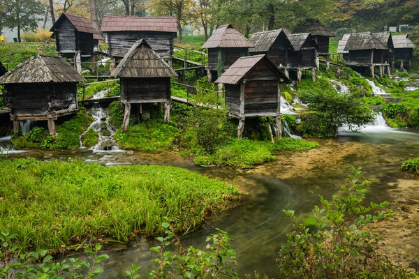 Viejas Cuencas Madera Jajce Río Bosnia Herzegovina — Foto de Stock