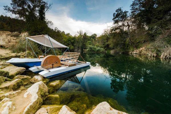 Bateau Rivière Touristique Sur Cascade Kravica Bosnie — Photo