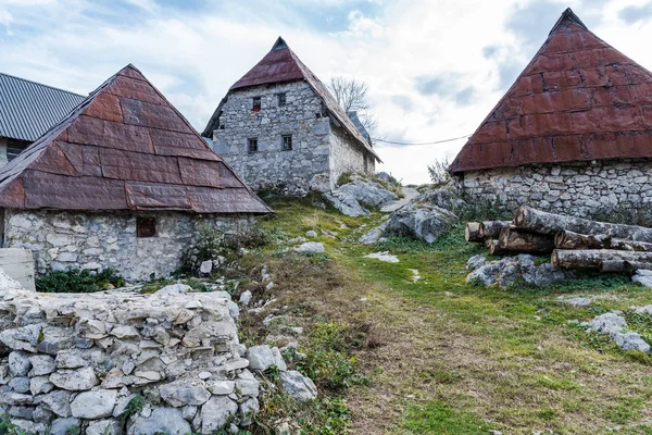 Kőházak Lukomir Távoli Faluban Bosznia Hercegovina — Stock Fotó
