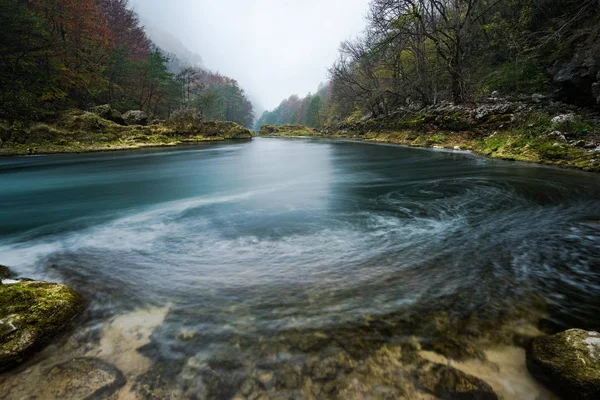 Dlouhá Expozice Obrazu Toku Řeky Una Bosně — Stock fotografie