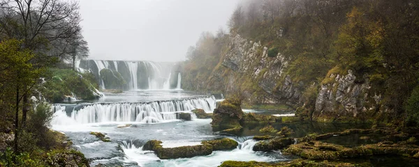 Panoramic image of Strbacki buk waterfall in Bosnia.