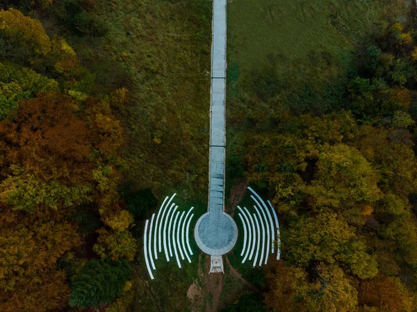 Vista Aérea Monumento Segunda Guerra Mundial Tjentiste Bósnia — Fotografia de Stock