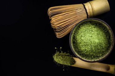 Matcha yeşil çay töreni ilgili nesneler.