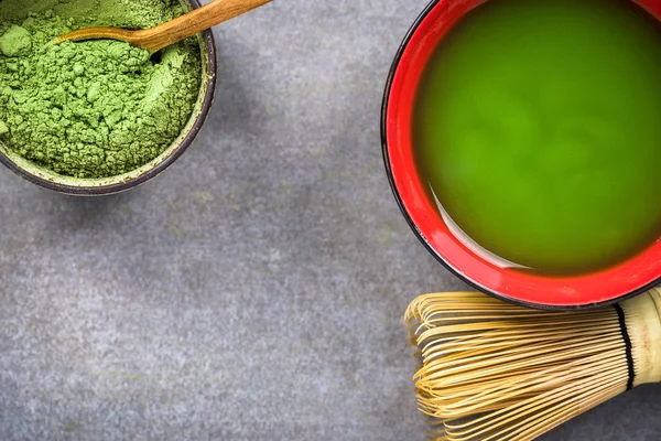 Praparing Matcha Green Tea Top View — Stock Photo, Image