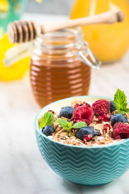 Meyve ile sağlıklı granola bölümü servis