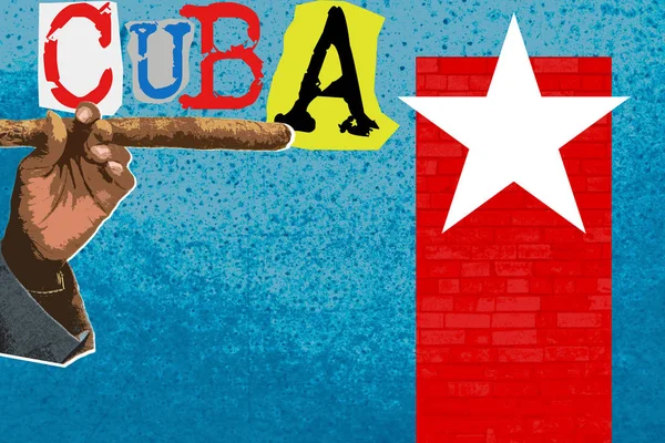 古巴旅游, 当代艺术拼贴画, 锌和漫画文化 — 图库照片