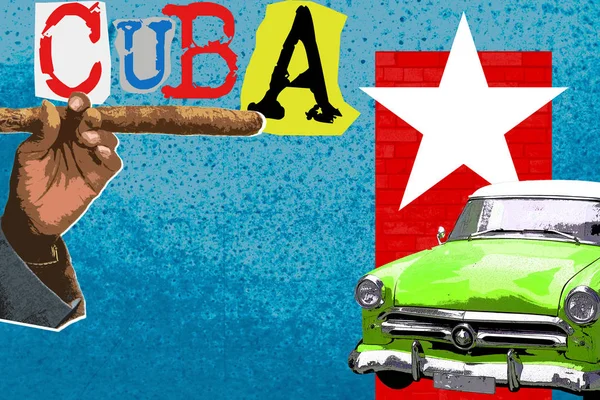 Cuba, Modern style contemporary art zine culture collage — Stock Photo, Image