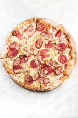 Et severler pizza, kopya alanı arka plan