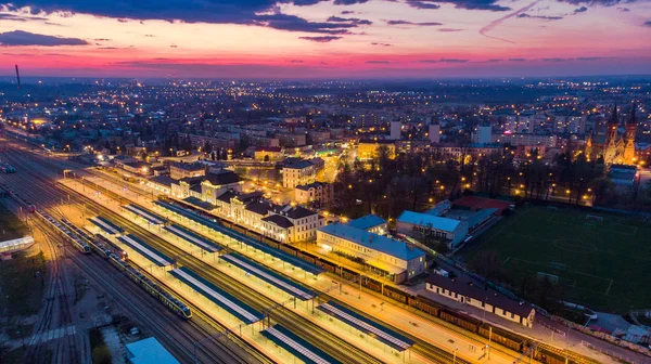 Cityscape z centra Tarnow v Polsku, letecký výhled — Stock fotografie