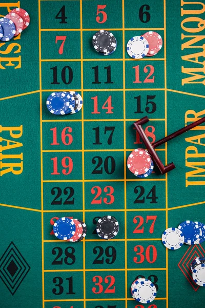 Rulet bahis, casino oyunu, yukarıdan üstten görünümü — Stok fotoğraf