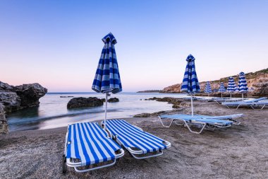 Sunrise Pebble Beach Şemsiye ve Şezlong, Rodos, Greec