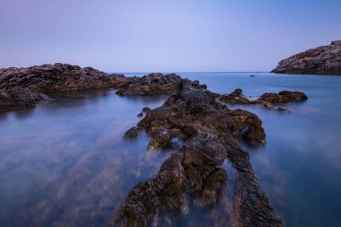 Akdeniz'de Dramatik Kayalar, Uzun Pozlama Sunset, Yunanistan