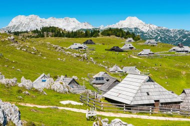 Slovenya 'daki Büyük Pasture Platosu veya Velika Planina. Geleneksel W