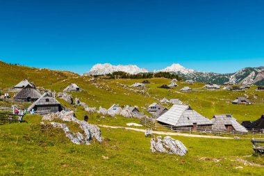 Slovenya 'daki Büyük Pasture Platosu veya Velika Planina. Geleneksel W