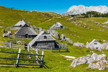 Slovenya 'daki Büyük Pasture Platosu veya Velika Planina. Geleneksel W