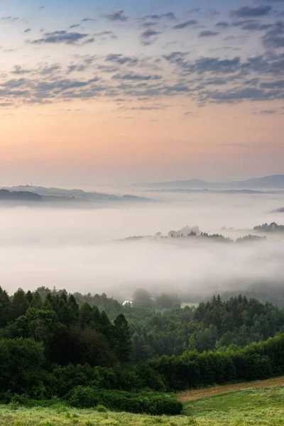 Sunrise Rolling Hills Countryside Poland — Stock Photo, Image