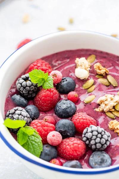 Berry Fruit Bowl Yoghurt Свіже Здорове Брюнч Або Сніданок Закрийте — стокове фото