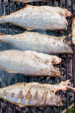 Deniz balığı ızgara, yakın çekim