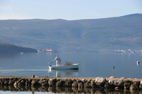 Fischer Auf Dem Boot Morgenstimmung — Stockfoto