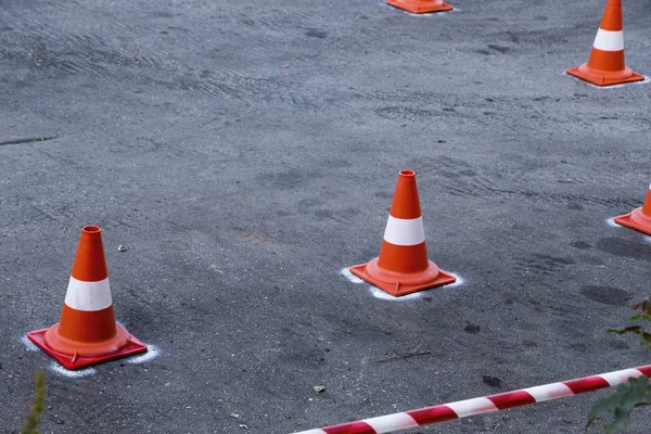 Cones Tráfego Durante Rali — Fotografia de Stock