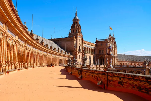 The pavilion buildings within the Spain Square or Plaza de Espana in Seville city, Andalusia region, Spain