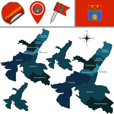 İlçeler ile Volgograd Haritası