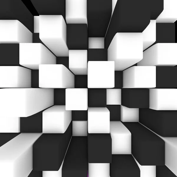 抽象图像 黑白立方体 3D插图 — 图库照片